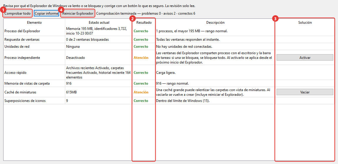 Explorer Check (diagnóstico del Explorador)