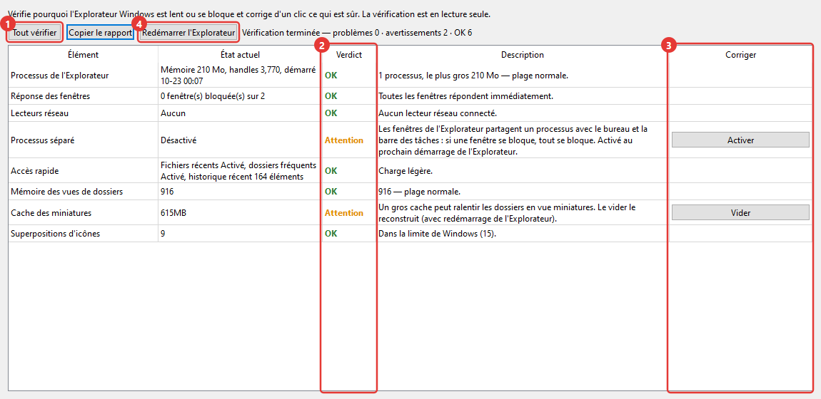 Diagnostic de l'Explorateur (Explorer Check)